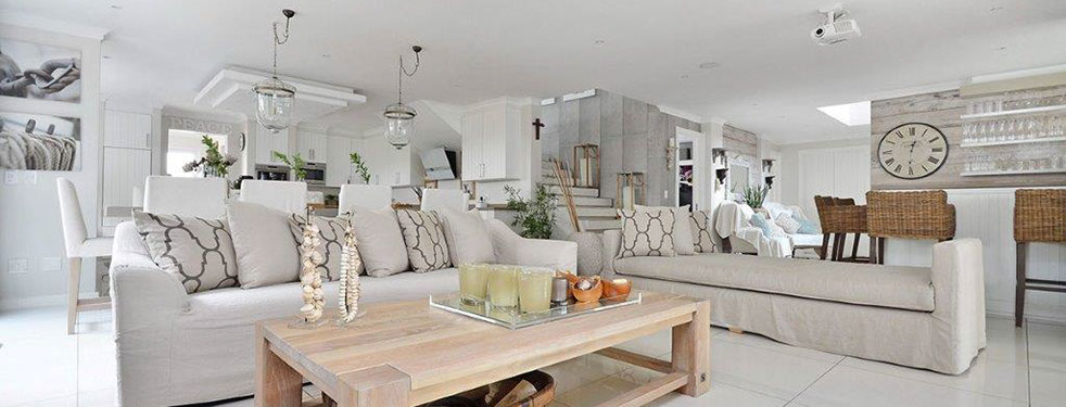 white linen and shutters with natural colours