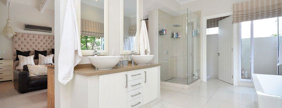 white linen and shutters with natural colours