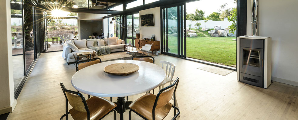 white linen and shutters with natural colours