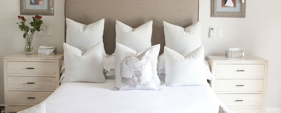 white linen and shutters with natural colours