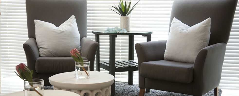 white linen and shutters with natural colours